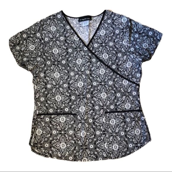 Los Angeles Rose Scrub Top Sz M - Picture 1 of 6